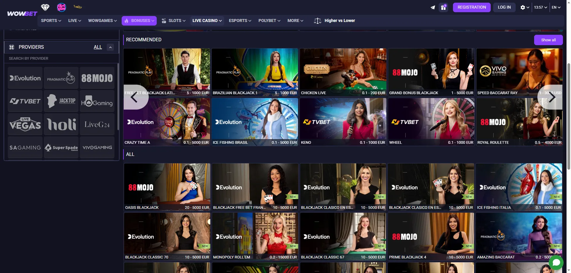 كازينو مباشر في wowbet مع ديلرز حقيقيين — روليت وبلاك جاك